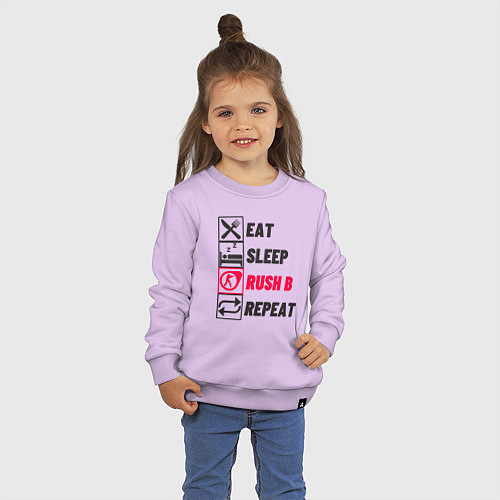 Детский свитшот Eat sleep rush b repeat / Лаванда – фото 3