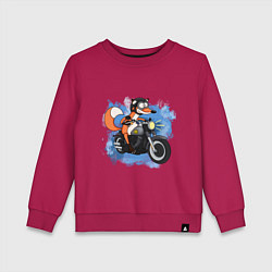 Свитшот хлопковый детский Лис на мотоцикле, цвет: маджента