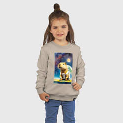 Свитшот хлопковый детский Capybara brave astronaut - neural network, цвет: миндальный — фото 2