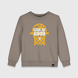 Свитшот хлопковый детский Basketball god is good, цвет: утренний латте