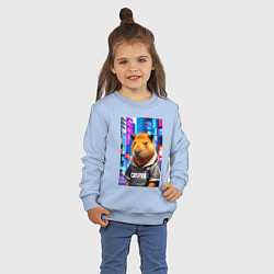 Свитшот хлопковый детский Cool capybara - urban style - neural network, цвет: мягкое небо — фото 2