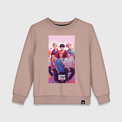 Свитшот хлопковый детский BTS art anime style, цвет: пыльно-розовый