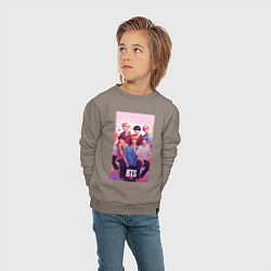 Свитшот хлопковый детский BTS art anime style, цвет: утренний латте — фото 2