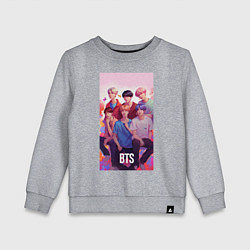 Свитшот хлопковый детский BTS art anime style, цвет: меланж