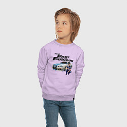Свитшот хлопковый детский Брайан ОКоннер Nissan Skyline R34, цвет: лаванда — фото 2