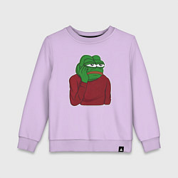 Свитшот хлопковый детский Лягушонок Пепе вымотался, цвет: лаванда