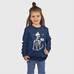 Свитшот хлопковый детский Skeleton - i am fine, цвет: тёмно-синий — фото 2