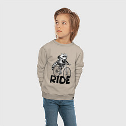 Свитшот хлопковый детский Raccoon ride, цвет: миндальный — фото 2