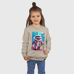 Свитшот хлопковый детский Акуленок, цвет: миндальный — фото 2