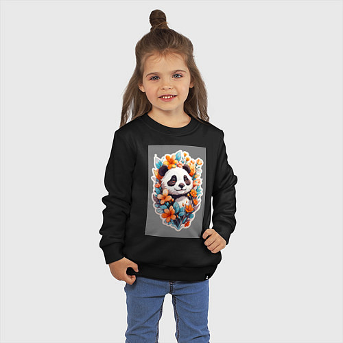 Детский свитшот Черно-белая панда / Черный – фото 3