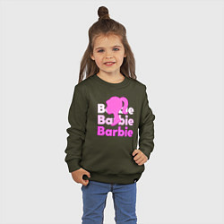 Свитшот хлопковый детский Логотип Барби объемный, цвет: хаки — фото 2