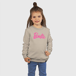 Свитшот хлопковый детский Блестящий логотип Барби, цвет: миндальный — фото 2