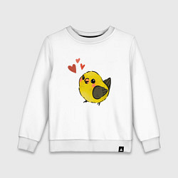 Свитшот хлопковый детский Птичка иволга с сердечками, цвет: белый