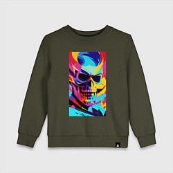 Свитшот хлопковый детский Cool skull - pop art, цвет: хаки