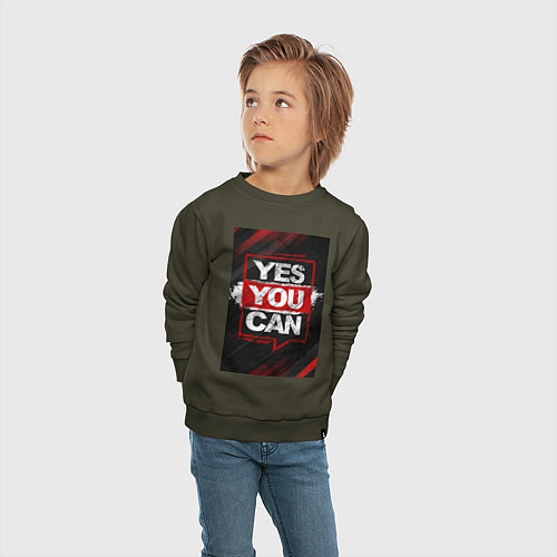 Детский свитшот Yes, you can / Хаки – фото 4
