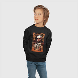 Свитшот хлопковый детский Gothic skeleton - floral pattern, цвет: черный — фото 2