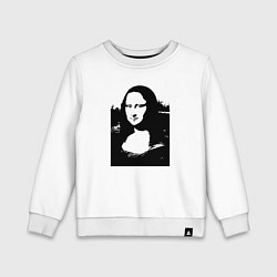 Свитшот хлопковый детский Mona Lisa in black white, цвет: белый