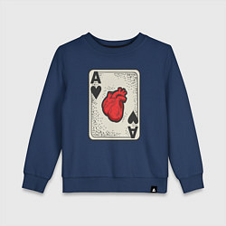 Свитшот хлопковый детский Туз сердца, цвет: тёмно-синий