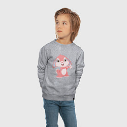 Свитшот хлопковый детский Розовый крольчонок, цвет: меланж — фото 2