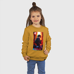 Свитшот хлопковый детский Roblox fire background, цвет: горчичный — фото 2