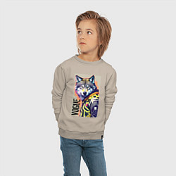 Свитшот хлопковый детский Wolf fashionista - pop art, цвет: миндальный — фото 2
