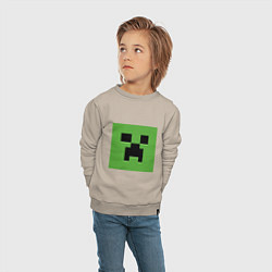 Свитшот хлопковый детский Minecraft creeper face, цвет: миндальный — фото 2