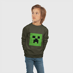 Свитшот хлопковый детский Minecraft creeper face, цвет: хаки — фото 2