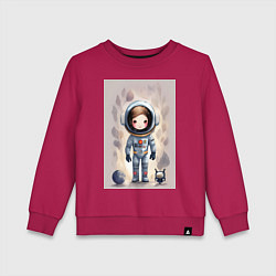 Свитшот хлопковый детский Милый маленький космонавт - нейросеть, цвет: маджента