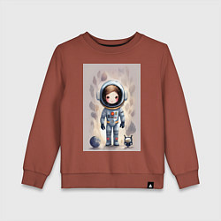 Свитшот хлопковый детский Милый маленький космонавт - нейросеть, цвет: кирпичный