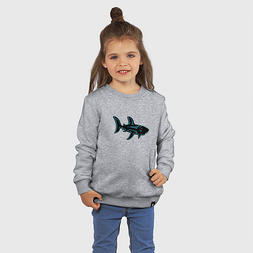 Детский свитшот Неоновая акула с узором / Меланж – фото 3