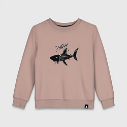 Свитшот хлопковый детский Трайбл акула с надписью shark, цвет: пыльно-розовый