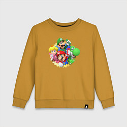 Свитшот хлопковый детский Команда Марио, цвет: горчичный