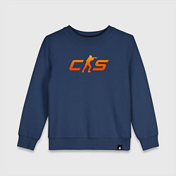 Свитшот хлопковый детский CS 2 orange logo, цвет: тёмно-синий