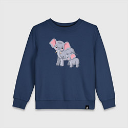 Свитшот хлопковый детский Elephants family, цвет: тёмно-синий