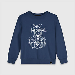 Свитшот хлопковый детский Heavy Meowtal - кошачья музыка, цвет: тёмно-синий