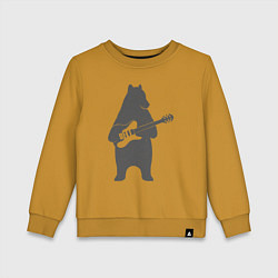 Свитшот хлопковый детский Мишка с гитарой, цвет: горчичный