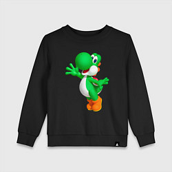 Свитшот хлопковый детский Йоши приветствует, цвет: черный