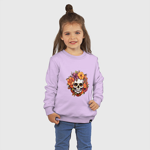 Детский свитшот Череп в великолепных цветах / Лаванда – фото 3