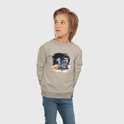 Свитшот хлопковый детский Космические футболисты, цвет: миндальный — фото 2