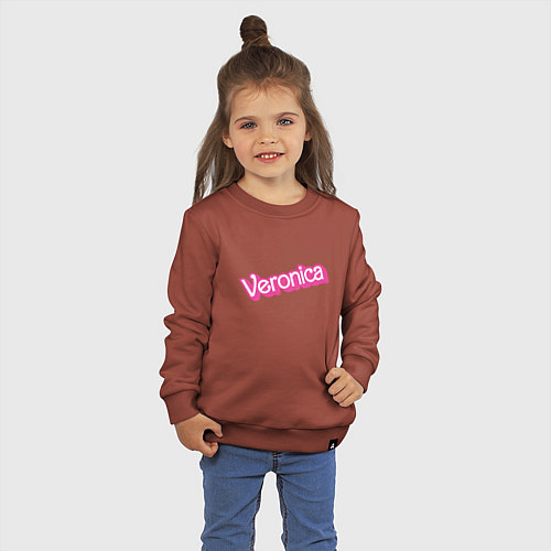 Детский свитшот Veronica- retro Barbie style / Кирпичный – фото 3