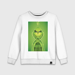 Свитшот хлопковый детский Коварный Гринч похититель Рождества, цвет: белый