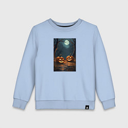 Детский свитшот Две жуткие тыквы ждут Хэллоуина