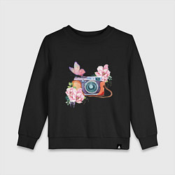 Детский свитшот Фотоаппарат в цветах и бабочки