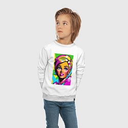 Свитшот хлопковый детский Кукла Барби - нейросеть - поп-арт, цвет: белый — фото 2