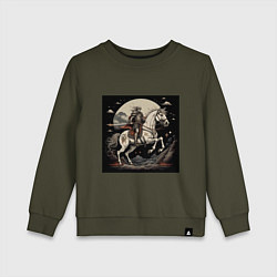 Свитшот хлопковый детский Рыцарь на коне под луной, цвет: хаки