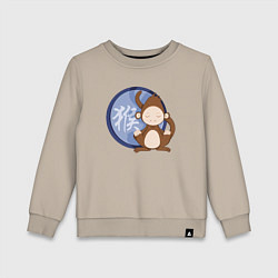 Свитшот хлопковый детский Год обезьяны на китайском, цвет: миндальный