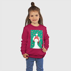 Свитшот хлопковый детский Лама - альпака в ушанке, цвет: маджента — фото 2