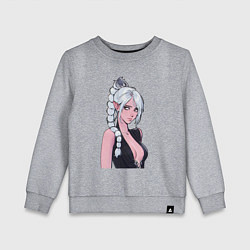 Свитшот хлопковый детский Шэдоухарт - серебрянные волосы, цвет: меланж