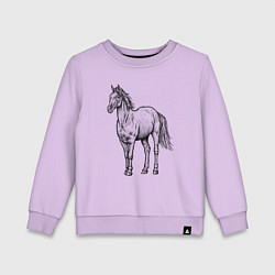 Свитшот хлопковый детский Лошадь стоит, цвет: лаванда
