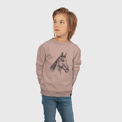 Свитшот хлопковый детский Голова коня, цвет: пыльно-розовый — фото 2